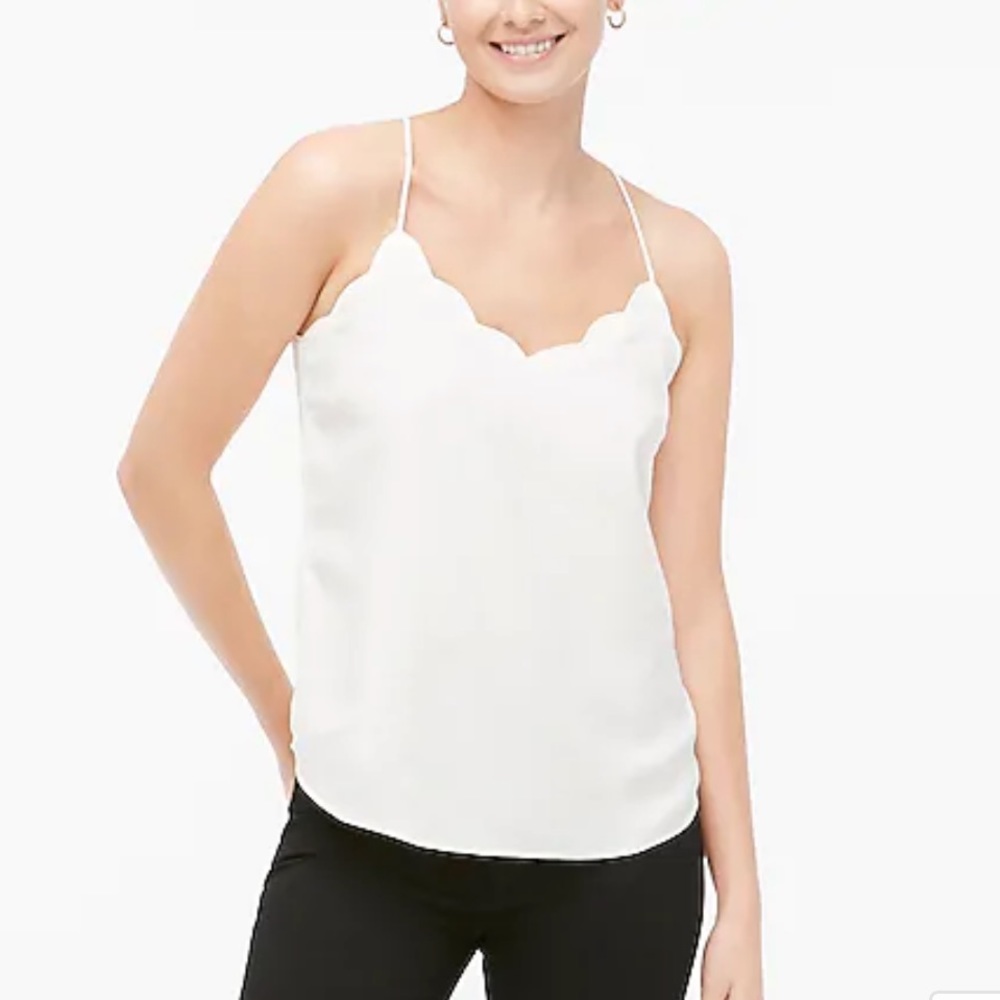 J Crew Scallop White Tank